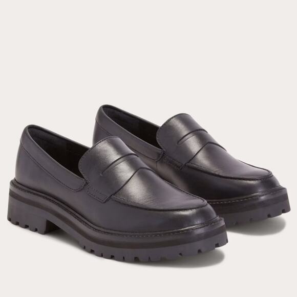 NEW Everlane The Lug Sole Chunky Platform Black Leather Loafers - Picture 5 of 11